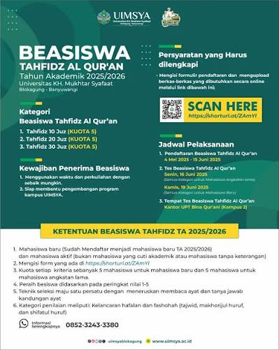 Poster Beasiswa Tahfiz Al-Qur'an